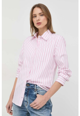 Weekend Max Mara Памучна риза дамска в розово със стандартна кройка с класическа яка - Pepit.bg