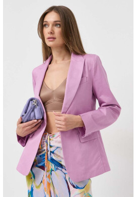 Weekend Max Mara Сако с лен в лилаво с едно копче с изчистен дизайн - Pepit.bg
