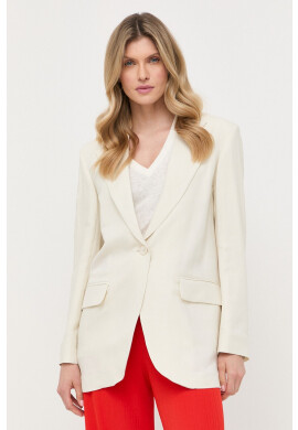 Weekend Max Mara Сако с лен x Lily Aldridge в бежово с едно копче с изчистен дизайн - Pepit.bg