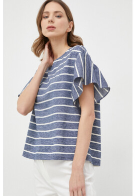 Weekend Max Mara Тениска с лен в тъмносиньо - Pepit.bg