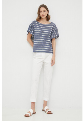 Weekend Max Mara Тениска с лен в тъмносиньо - Pepit.bg