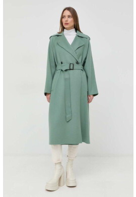 Weekend Max Mara Вълнено палто в зелено преходен модел с двуредно закопчаване - Pepit.bg