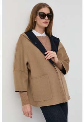 Weekend Max Mara Вълнено палто с две лица в тъмносиньо с преходна изолация с уголемена кройка - Pepit.bg