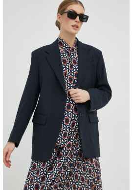 Weekend Max Mara Вълнено сако в тъмносиньо с едно копче с изчистен дизайн - Pepit.bg