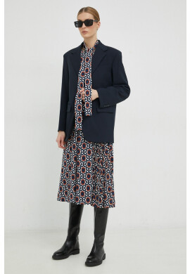 Weekend Max Mara Вълнено сако в тъмносиньо с едно копче с изчистен дизайн - Pepit.bg