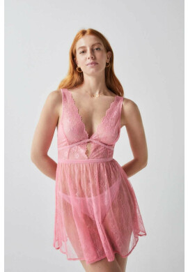 women'secret Нощница SENSE VALENTINE дамска в розово от полупрозрачна материя 3415271 - Pepit.bg