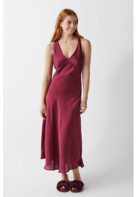 women'secret Нощница SENSE VALENTINE дамска в бордо от сатен 3415273 - Pepit.bg