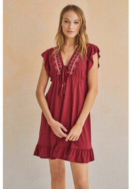 women'secret Рокля EASY FIT в бордо къс модел с уголемена кройка 5545132 - Pepit.bg
