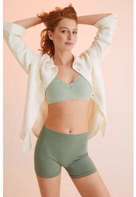 women'secret Сутиен COTTON SEAMLESS 2 в зелено с изчистен дизайн 5055107 - Pepit.bg