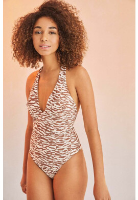 women'secret Цял бански BAMBOO в бежово с леко подплатена чашка 5525789 - Pepit.bg