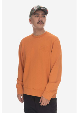 Wood Wood Памучен суичър Hugh Embossed Sweatshirt 12315602-2474 ABRICOT ORANGE в оранжево с изчистен дизайн - Pepit.bg