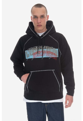 Wood Wood Памучен суичър Fred IVY Assemblage Hoodie GOTS 12245604-2493 BLACK в черно с принт - Pepit.bg