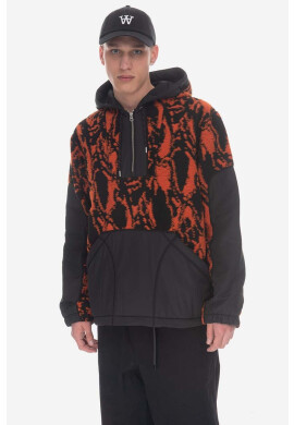 Wood Wood Суичър Palmer Swirl Print Fleece Hoodie 12245600-2075 RUST в оранжево с качулка с десен - Pepit.bg