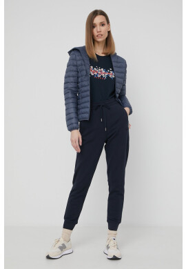 Woolrich Памучен панталон дамско в тъмносиньо с изчистен дизайн - Pepit.bg