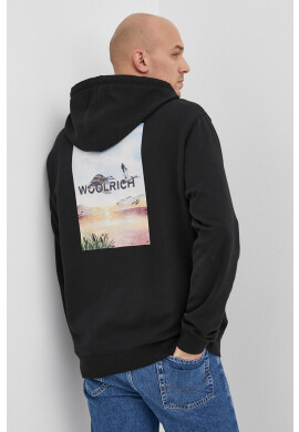 Woolrich Памучен суичър мъжка в черно с принт - Pepit.bg
