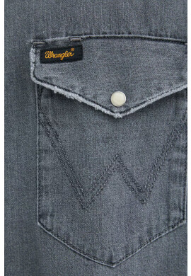 Wrangler Дънкова риза мъжка в сиво със стандартна кройка с класическа яка - Pepit.bg
