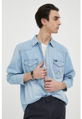 Wrangler Дънкова риза мъжка в синьо със стандартна кройка с класическа яка - Pepit.bg