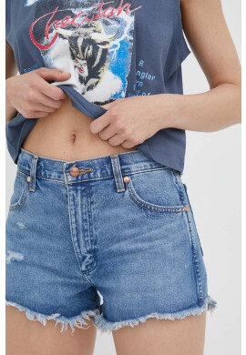 Wrangler Дънкови къси панталони в синьо с изчистен дизайн с висока талия - Pepit.bg