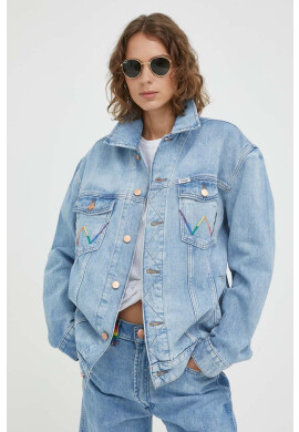 Wrangler Дънково яке Pride в синьо преходен модел с уголемена кройка - Pepit.bg