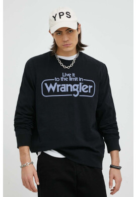 Wrangler Памучен суичър в черно с принт - Pepit.bg