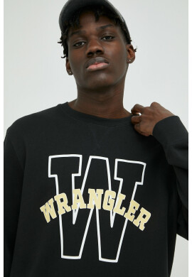 Wrangler Памучен суичър в черно с принт - Pepit.bg