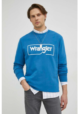 Wrangler Памучен суичър в синьо с принт - Pepit.bg