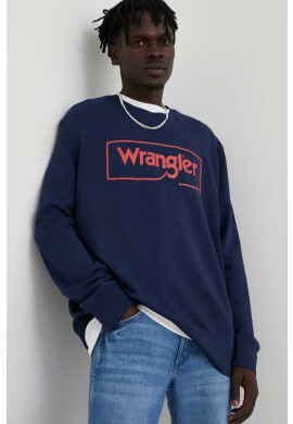 Wrangler Памучен суичър в тъмносиньо с принт - Pepit.bg