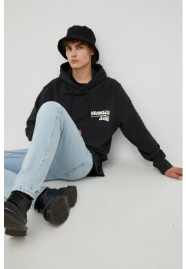 Wrangler Памучен суичър в черно с изчистен дизайн - Pepit.bg