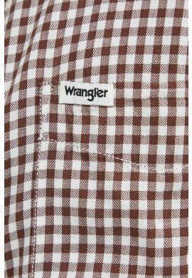 Wrangler Памучна риза мъжка в кафяво със стандартна кройка с класическа яка - Pepit.bg