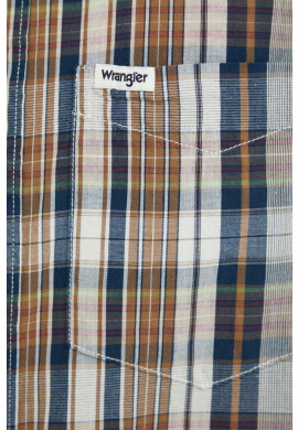 Wrangler Памучна риза мъжка в кафяво със стандартна кройка с класическа яка - Pepit.bg