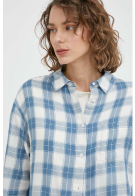 Wrangler Памучна риза дамска в синьо със стандартна кройка с класическа яка - Pepit.bg