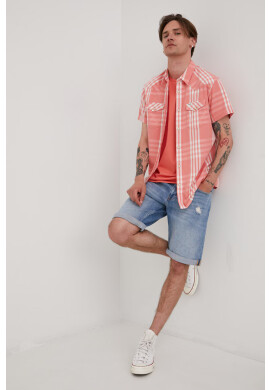 Wrangler Памучна риза мъжка в розово със стандартна кройка с класическа яка - Pepit.bg