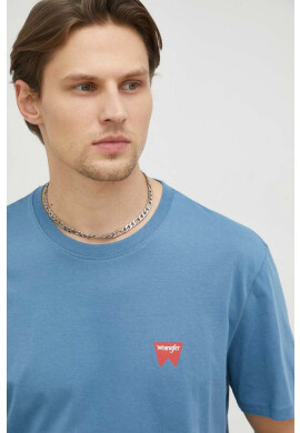 Wrangler Памучна тениска в синьо с принт - Pepit.bg
