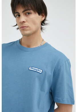 Wrangler Памучна тениска в синьо с изчистен дизайн - Pepit.bg
