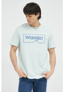 Wrangler Памучна тениска в зелено с принт - Pepit.bg