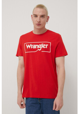Wrangler Памучна тениска в бяло с принт - Pepit.bg