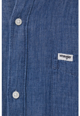Wrangler Риза мъжка в тъмносиньо със свободна кройка с класическа яка - Pepit.bg