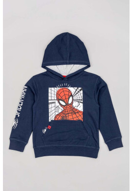 Zippy Детски памучен суичър x Spiderman в тъмносиньо с качулка с принт - Pepit.bg