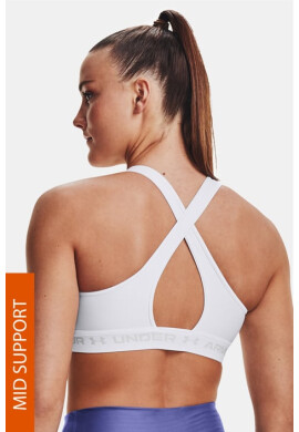 Under Armour Бял спортен сутиен Crossback Mid - Pepit.bg