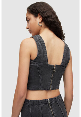 AllSaints Къс дънков топ Charli - Pepit.bg