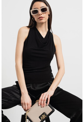 ARMANI EXCHANGE Блуза с драпирано деколте - Черен - Pepit.bg