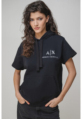 ARMANI EXCHANGE Худи с къси ръкави - Черен - Pepit.bg