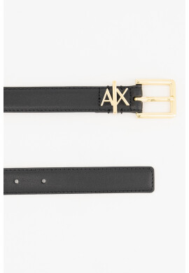 ARMANI EXCHANGE Кожен колан с метално лого - Черен - Pepit.bg