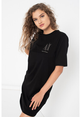 ARMANI EXCHANGE Къса рокля тип тениска с лого - Pepit.bg