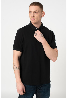 ARMANI EXCHANGE Слим тениска с яка и лого - Черен - Pepit.bg
