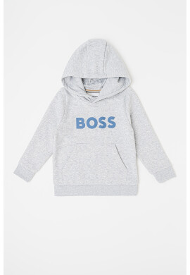 BOSS Kidswear Худи с лого - Светлосив меланж - Pepit.bg