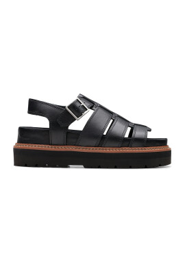 Clarks Кожени сандали с равна платформа - Черен - Pepit.bg