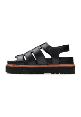 Clarks Кожени сандали с равна платформа - Черен - Pepit.bg