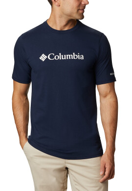 Columbia Тениска с деколте в основата на врата и лого на CSC Basic - Бял/Тъмносин - Pepit.bg