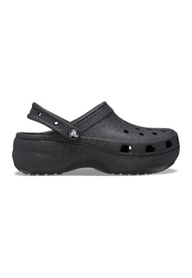 Crocs Бляскав крокс Classic с равна платформа и каишка на петата - Избеляло черно - Pepit.bg